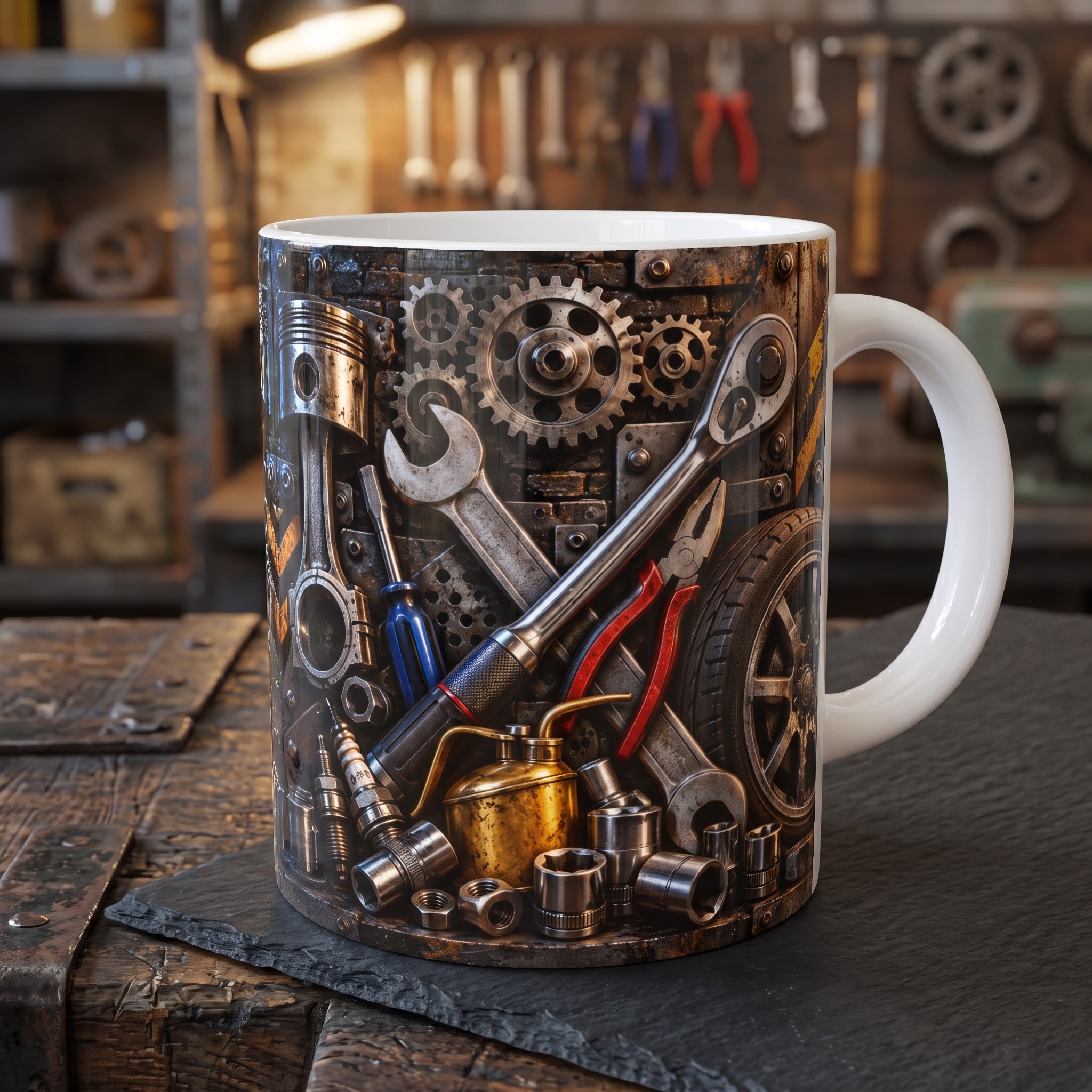 Keramický hrnek „Mechanikova dílna“ – 330 ml